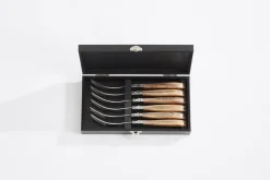 Hâws Cuchillo de parrilla Laguiole By , pack de 6, Oliva MarrónPlateado Hot