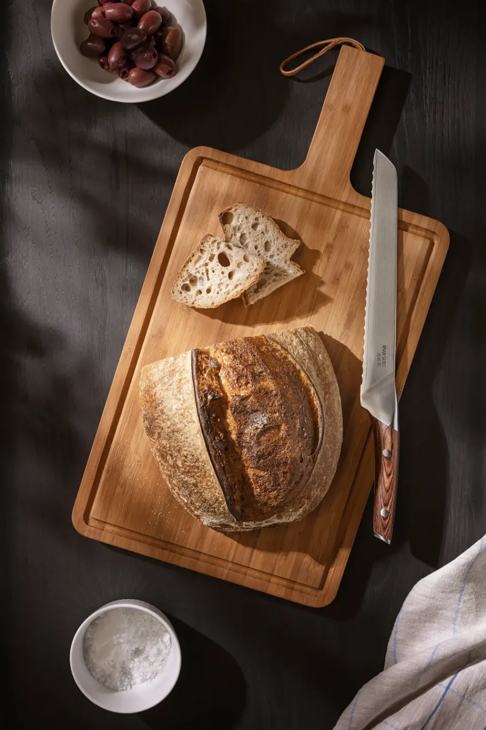 Eva Solo Cuchillo para pan Nordic Kitchen 24 cm, Acero damasco PlateadoMarrón Clearance