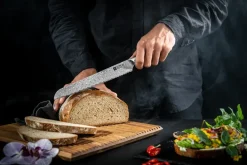 Zwilling Cuchillo para pan Tanrei 23 cm, Acero damasco-negro Plateado Discount