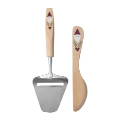 Pluto Design Cuchillo para untar y cortador de queso Santa 2 piezas, Beige Sale