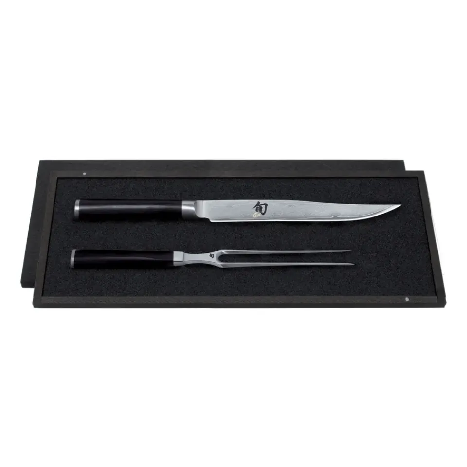 KAI Cuchillo y tenedor para trinchar Shun Classic, Acero inoxidable NegroPlateado