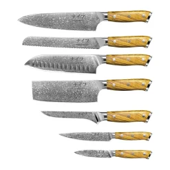 Hâws Juegos De Cuchillos De Cocina<Cuchillos Damascus By , 7 piezas, Marrón-acero inoxidable MarrónPlateado