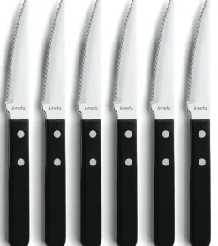 Amefa Cuchillos Para Carne|Cubiertos De Mesa<Cuchillos de carne Pizza Noir 6-pack, Negro