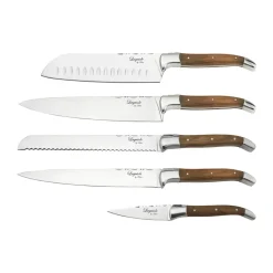 Hâws Cuchillos de chef Laguiole By , 5 piezas, Oliva MarrónPlateado New