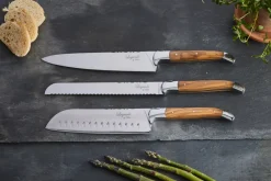 Hâws Cuchillos de chef Laguiole By con tabla de cortar, 4 piezas, Olivo-acero inoxidable-bambú MarrónPlateado
