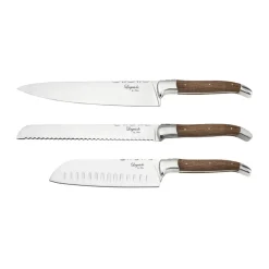 Hâws Cuchillos de chef Laguiole By , 3 piezas, Roble MarrónPlateado New
