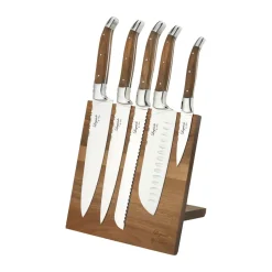 Hâws Cuchillos Laguiole By con bloque, 6 piezas, Oliva MarrónPlateado Hot