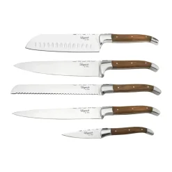 Hâws Cuchillos Laguiole By con bloque, 6 piezas, Oliva MarrónPlateado Hot