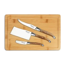 Hâws Cuchillos Para Queso<Cuchillos para queso con tabla de cortar Laguiole By , 4 piezas, Bambú-olivo-acero inoxidable MarrónPlateado