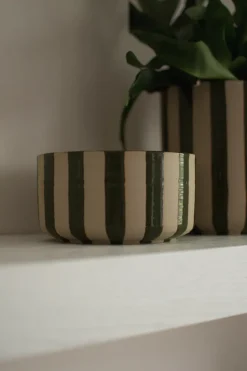 DBKD Boles Para Desayuno<Cuenco decorativo Line Ø16 cm, con rayas Verde