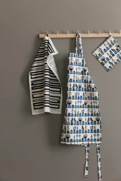 Almedahls Delantal Persons kryddskåp estampado pequeño, Azul AzulBlanco New