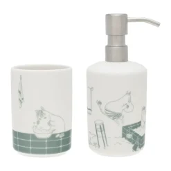 Moomin Arabia Portacepillos De Dientes<Dispensador de jabón y portacepillos de dientes Mumin, Hora del baño verde-blanco VerdeBlanco