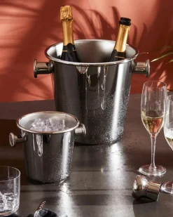 Alessi Enfriador de botellas de acero inoxidable 5052, 2 botellas Plateado