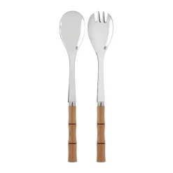 SABRE Paris Ensaladera y cubiertos de ensalada Bamboo shape, 2 piezas, Madera clara laminada Marrón