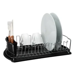 Dorre Escurridor de platos Disa 28x48 cm, hierro cromado PlateadoNegro Discount