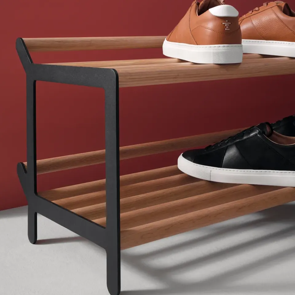Essem Design Estante zapatero Tamburin 100 cm, Roble- Negro Best
