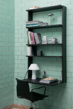 Massproductions Escritorios<Estantería de pared con escritorio Gridlock - M1-A4-0-D, Black stained Ash Negro