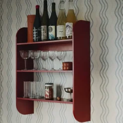 TÔNN furniture Estantería de pared Strapats 62x73,6 cm, Burgundy Rojo Best