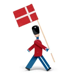 Kay Bojesen Denmark Figura soldado con bandera textil mini Kay Bojesen, 18,5 cm Rojo New