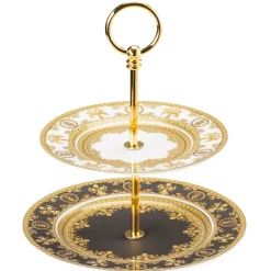 Versace Fuenta para tarta I love Baroque, Dos pisos Color doradoNegroBlanco