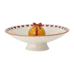 Bloomingville Fuente con pie Jolly Ø24 cm, Blanco-rojo RojoBlanco Outlet