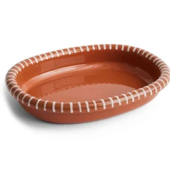 HAY Fuente de servir Barro ovalada, Natural with stripes, large 27x36 cm Blanco Outlet