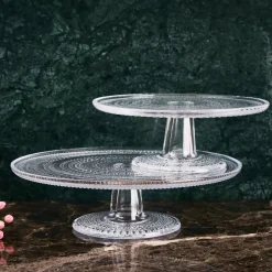 Iittala Fuente para tarta Kastehelmi, fuente grande, 31,5 cm Transparente