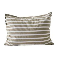 Tell Me More Funda de almohada de algodón a rayas , Olive, 50x60 cm VerdeBlanco Best
