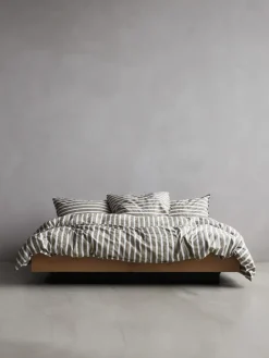 Tell Me More Funda de almohada de algodón a rayas , Olive, 50x60 cm VerdeBlanco Best