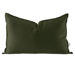 Scandi Living Funda de cojín de lino Calm 40x60 cm, Forest Green Verde Outlet
