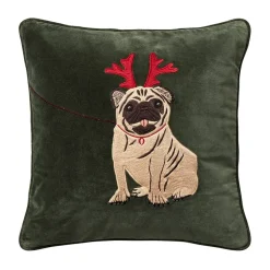 Chhatwal & Jonsson Funda de cojín Holiday Dog 50x50 cm, Forest green Verde Discount
