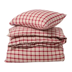 Lexington Juegos De Funda Nórdica Y Almohada<Funda nórdica de franela de algodón Red-beige Checked, 2 piezas, 50x60 cm, 150x210 cm RojoBeige