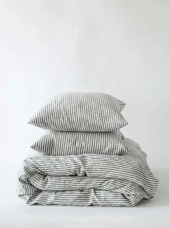 Tell Me More Funda nórdica de lino 220x240 cm, Grey/white Gris Sale