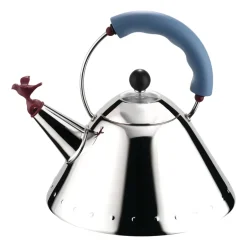 Alessi Cafeteras Y Cafeteras De Émbolo<Hervidor de agua 9093, azul claro-pájaro PlateadoAzul