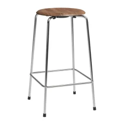 Fritz Hansen Taburetes Altos<High Dot counter stool 4 patas, Nogal-cromo MarrónPlateado