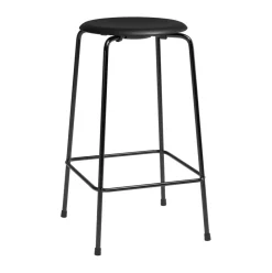 Fritz Hansen Taburetes Altos<High Dot counter stool 4 patas, Intense cuero -acero Negro