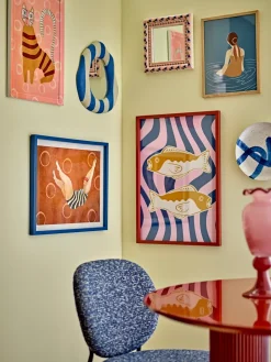Bloomingville Decoración De Pared<Ilustración Svela con marco 52x47 cm, Marrón