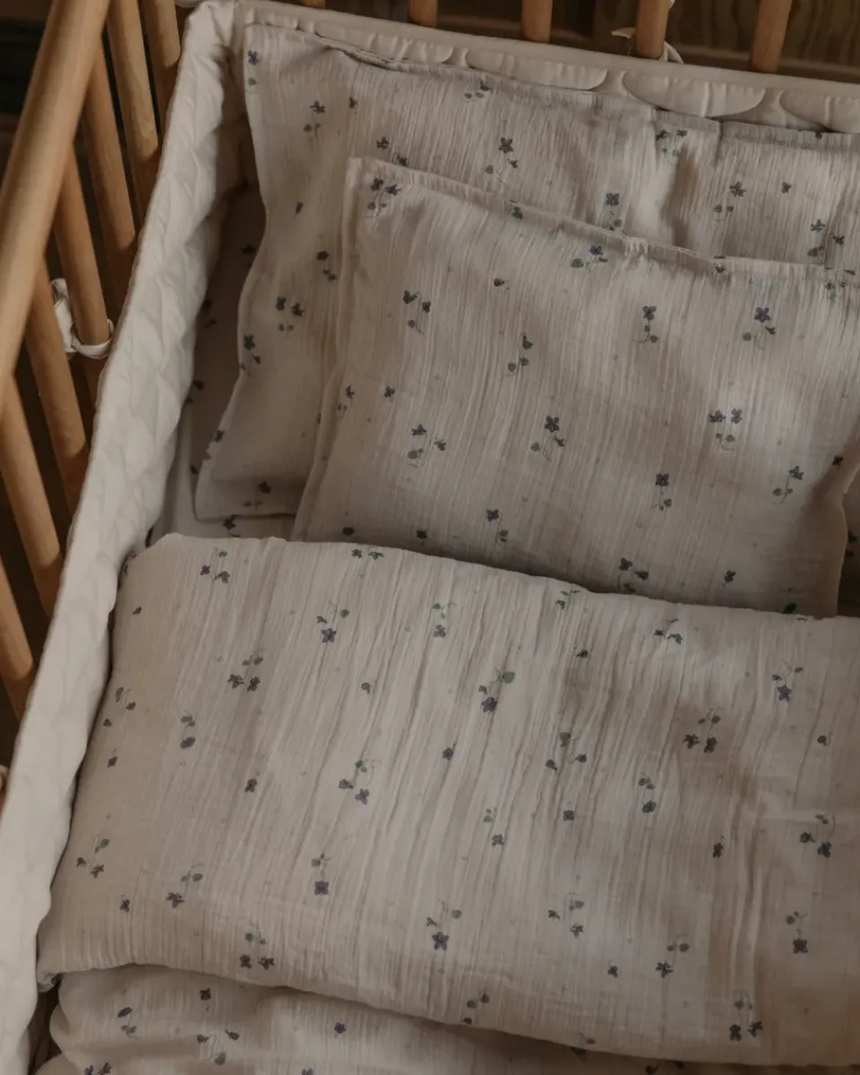 Garbo&Friends Juego de cama junior Viola Muslin, 100x130 cm/35x55 cm Azul Clearance