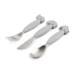 Done by deer Juego de cubiertos Deer Friends Easy-grip 3 piezas, Grey Gris Outlet