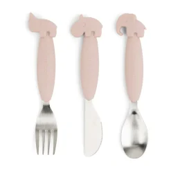 Done by deer Juego de cubiertos Deer Friends Easy-grip 3 piezas, Powder Beige Online