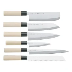Satake Cuchillos Japoneses|Juegos De Cuchillos De Cocina<Juego de cuchillos en caja 35x38 cm, 6 piezas PlateadoBeige