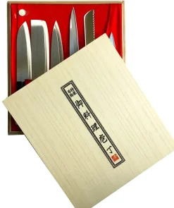 Satake Cuchillos Japoneses|Juegos De Cuchillos De Cocina<Juego de cuchillos en caja 35x38 cm, 6 piezas PlateadoBeige