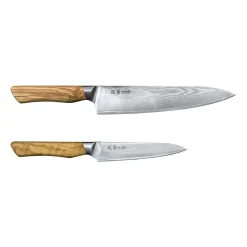 Satake Juego de cuchillos Kaizen Gyoto 18 cm & Petty 12 cm, 2 piezas PlateadoMarrón Best