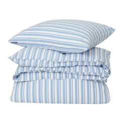 Lexington Juegos De Funda Nórdica Y Almohada<Juego de funda nórdica Striped Cotton Poplin, White-Blue, 2 fundas de almohada BlancoAzul