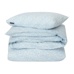 Lexington Juego de funda nórdica Wave Printed Cotton Sateen, White-Blue, 1 funda de almohada Blanco Clearance