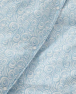 Lexington Juego de funda nórdica Wave Printed Cotton Sateen, White-Blue, 1 funda de almohada Blanco Clearance
