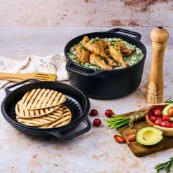Victoria Ollas De Hierro Fundido<Juego de olla y sartén de hierro fundido Combo Cooker, 2 piezas, Negro