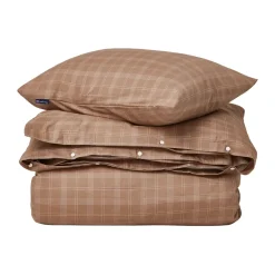 Lexington Juego de sábanas Checked Pin Point Oxford 220x220 cm, Brown Blanco Discount