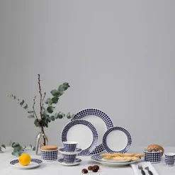Gustavsbergs Porslinsfabrik Tazas De Té<Juego de té Adam, taza de té + platillo AzulBlanco
