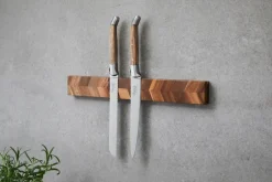 Hâws Listón magnético para cuchillos Laguiole by 40x5x2 cm, Madera de acacia en estilo espiga Marrón Discount